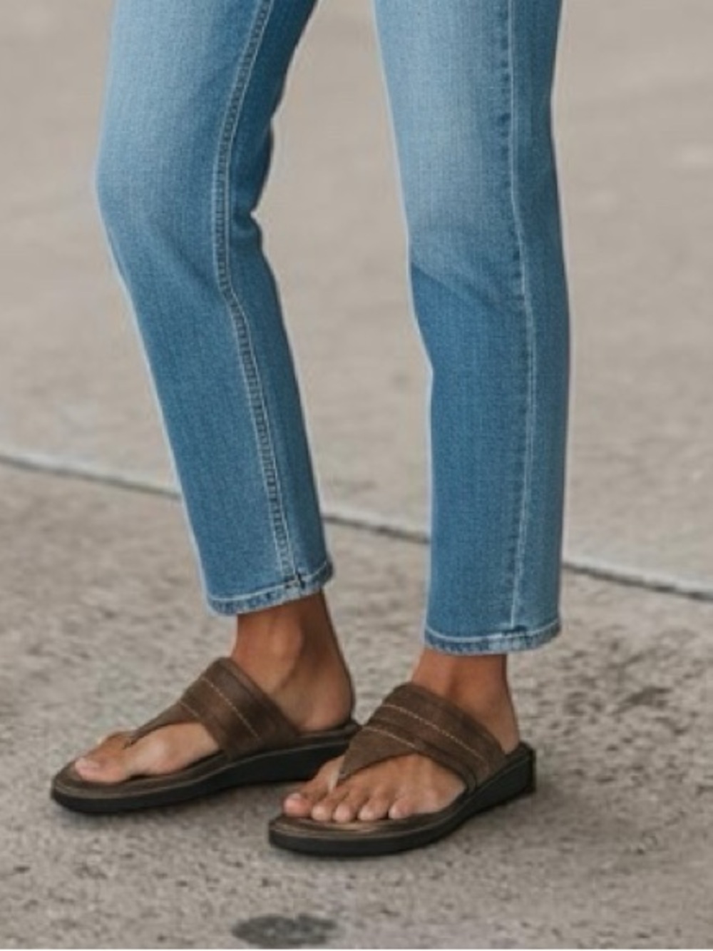 Born Chocolate Brown Leather Flip Flop Sandals - Picture 2 of 7